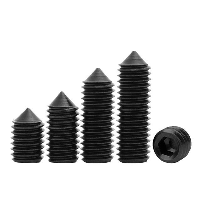 cw-5-10-20-50pcs-grade-12-9-hexagon-socket-cone-grub-set-screw-carbon-tapered-end-bolts