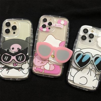 Sanrio Kuromi Hello Kitty Glasses Holder Phone Case For Samsung Galaxy A04 A04E A14 A24 A03S A13 A23 A73 A12 A22 A42 A72 A51 A71 Phone Cases