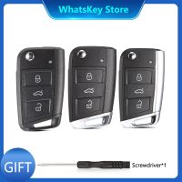 WhatsKey ซองใส่กุญแจรถรีโมทแบบ3ปุ่มเคสสำหรับ Volkswagen Skoda Octavia A7 VW Golf 7 MK7ที่นั่ง Leon Passat โปโล Bora