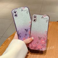 เคสสำหรับ Apple iPhone X XR XS สูงสุด7 8 6 6S SE2 SE3 SE 2020ชุบ2022สวนลับเคสโทรศัพท์ไล่ระดับสีแววที่ชัดเจนป้องกันการตกหล่นแวววาว