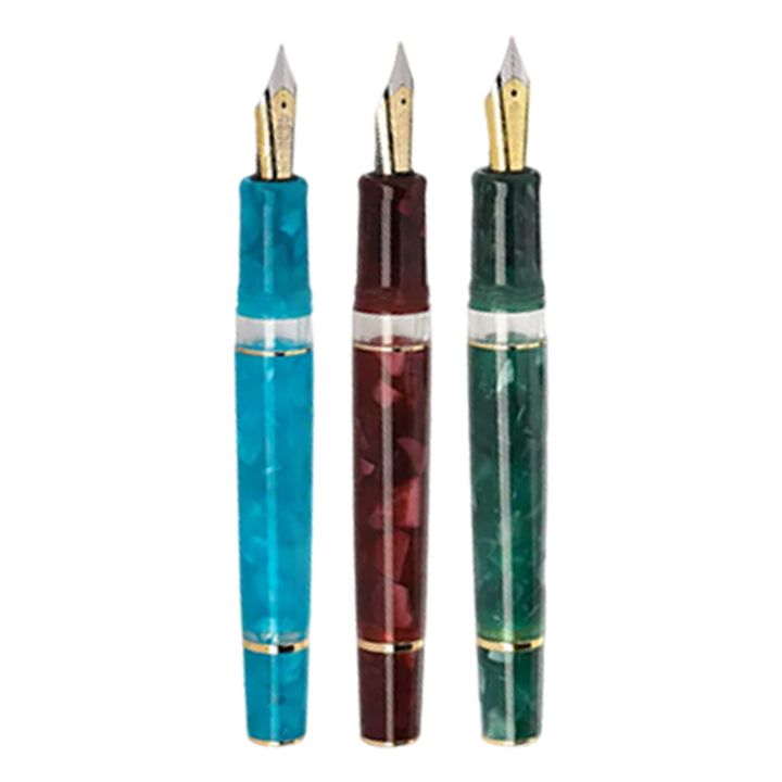 ปากกาอะคริลิคลูกสูบปากกาหมึกซึม-n1s-hongdian-การประดิษฐ์ตัวอักษรสวยงามอุปกรณ์สำนักงานโรงเรียนปากกาย้อนยุคน้ำเงินแดงเขียวปลายปากกา-ef-0-5มม