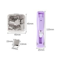 Practical Push Clip Stapler Reusable Student Stationery Plastic Paper Fixing Organizing Stapler Staplers Punches