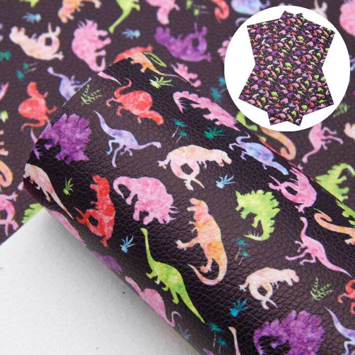 20-33cm-litchi-craft-dinosaurs-cartoon-pattern-faux-leather-sheets-soft-synthetic-fabric-for-earring-bags-bow-jewelry-wallet-diy-fishing-reels