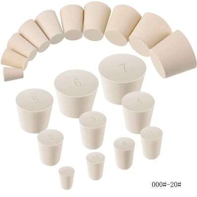 000 -13 White Solid Rubber Stopper Push-In Sealing Plug Laboratory Rubber Plug Pipe Tank Bottle Tapered BungVarious Sizes