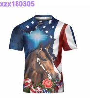 Girl Runs on Jesus and Horses 3D Shirt for Women Girls, American Horse Lover Horse Rider Christian Gift