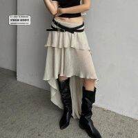 ✉﹊卍 [Day Fantasy] French Retro Elegant Vacation Skirt Waste Earth Wind Irregular Mid-length Skirt