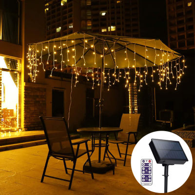3m 5m Outdoor Solar Powered Lights String LED Curtain Icicle Lamp for Wedding Christmas New Year Party Garden Patio Fairy Decor