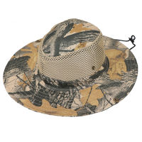 [hot]Men Women Summer Wide Brim Camouflage UV Sunscreen Cowboy Hat Foldable Sun Fisherman Breathable Mesh Sport Fishing Sun Cap W60