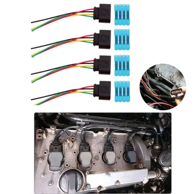 4 Set Ignition Coil Connector Harness Wiring Plug for Audi A3 A4 A5 A6 TT VW Passat Jetta 2011340