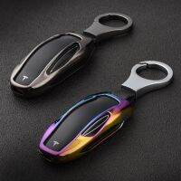 hot【DT】 Tesla 3 Y X Car Keys Cover Holder Fob Keychain Cases Metallic Chain