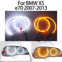 Switchback ผ้าฝ้ายแสง LED แองเจิลอายคู่สีขาวสีเหลืองอำพันสำหรับ BMW X5 E70 2007 2008 2009 2010 2011 2012 2013