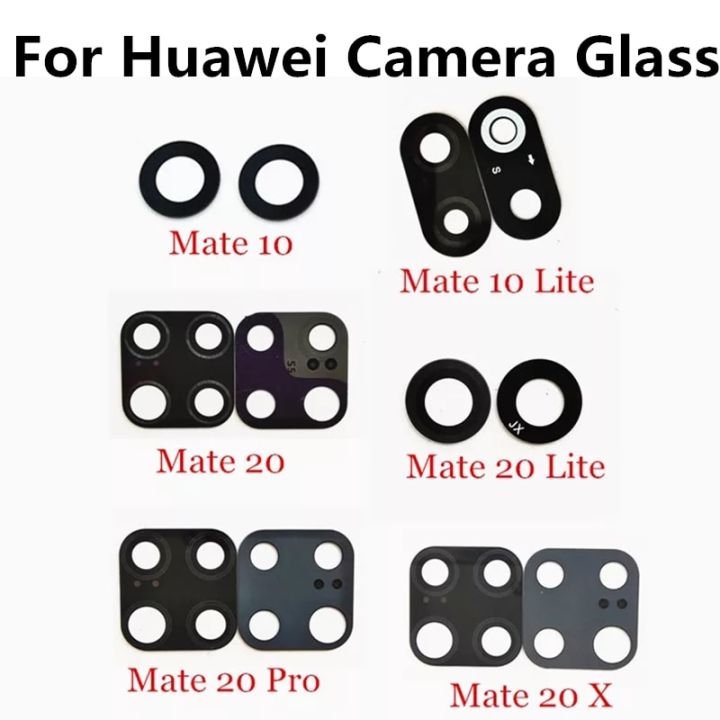 2ชิ้น/ล็อตฝาครอบกระจกกล้องถ่ายรูปด้านหลังเหมาะสำหรับ Huawei Mate 8 9 10 Lite 20 Pro X 30 Pro พร้อมสติ๊กเกอร์กาวอะไหล่เปลี่ยน