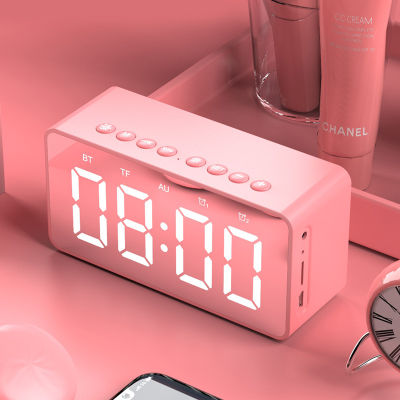 Bluetooth 5.0 Portable Wireless LED digital alarm clock stereo sound Bluetooth speaker,time display support TF AUX with Micphone