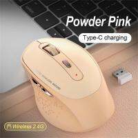 Multi-Ftion Wireless Mouse Dual-Mode Mouse Ergonomic To Desktop Type-C Rechargeable Mute Silent Gamer สำหรับแล็ปท็อปพีซี