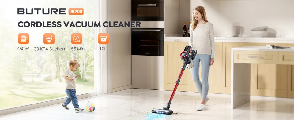 BuTure Cordless Vacuum Cleaner, 33 Kpa Powerful Stick Vacuum