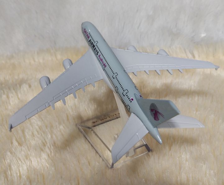 Qatar Airlines A380 Diecast Airplane 16cm with Stand Label! Lazada PH