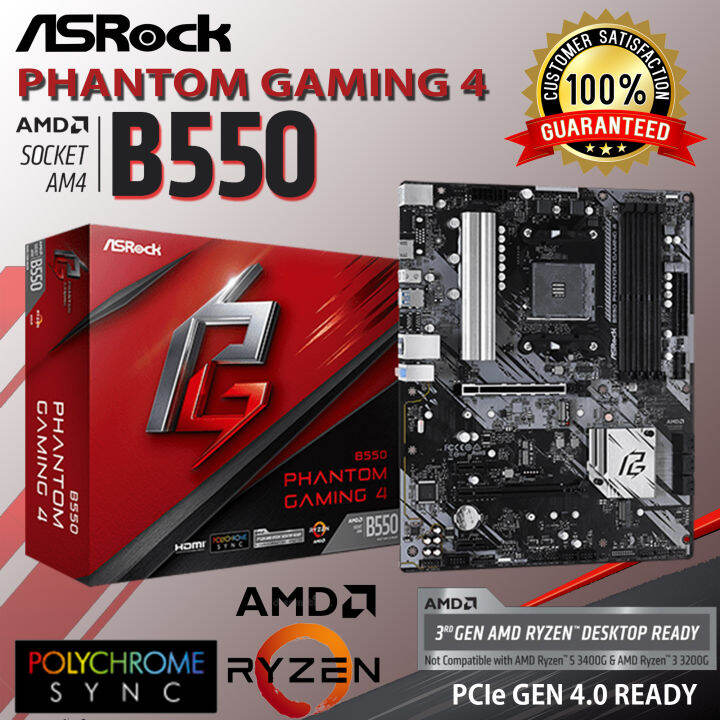 Asrock B550 Phantom Gaming 4 Amd B550 Chipset Pcie Gen 4 0 Ready With Polychrome Sync Amd Gaming