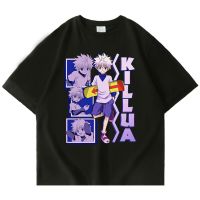 Japanese Anime Hunter X Hunter Print T Shirt Killua Zoldyck Print T-Shirt Men Summer Cotton Tees-Shirt Tops Man Clothes Large Size XS-4XL-5XL-6XL แฟชั่นแขนสั้นผ้าฝ้าย