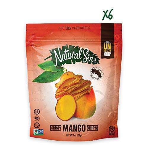 Natural Sins Baked Mango Chips 1 Ounce Bag (Pack of 6) Vegan, Gluten