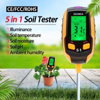 5/4 in 1 PH Soil Meter Digital Display Ambient Humidity Tester Plant Soil Tester Sunlight Intensity Analysis Acidity Garden Tool