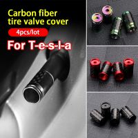 【CW】❍❉  1Set Aluminum Carbon Styling Anti-theft Tire Caps Tires Stem Airtight Covers Tesla 3 Y X Z