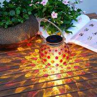 Spot parcel post Solar Decorative Glass Ball Lights Courtyard Balcony Hanging Light Shadow Ambience Light Creative Polka Dot Ornaments Outdoor Waterproof