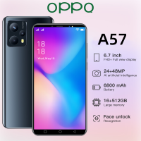 โทรศัพท์ OPPQ A57 (Ram16G + Rom512G)เครื่องใหม่ 6.7นิ้ว มือถือเต็มจอ มือถือราคาถูก 6800mAh โทรศัพท์เล่นเกมลื่น โทรศัพท์ถูกๆ 5g โทคศัพท์มือถือ ระบบสแกนใบหน้าแท้ มือถือถูกๆแท้ กล้องหน้ เมนูภาษาไทย