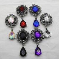 New 5pc Retro Color Acrylic Rhinestone Brooch Button 2020 Wedding Wine Glass Decoraation Flatback Clothing Metal Accessories