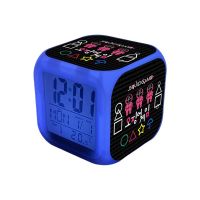 Squid Game Alarm Clock LED Colorful Color Changing Clock Student Night Light Gift Square Clock