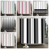 White Striped Shower Curtain Abstract Bathroom Curtains Waterproof Polyester Fabric Modern Style Fashion Bath Decor With Hooks