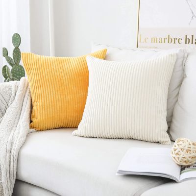 hot！【DT】㍿  Supersoft Corduroy Cushion Cover Covers Plain Striped Throw for Sofa Bed Room Decoration