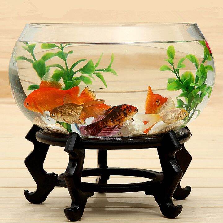 ㍿∋ glass fish tank round transparent large office sitting room bare