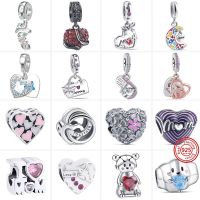 2022 New 925 Silver I Love Mom Heart Flower Pendant Sweet Bead Fit Original Pandora Charm Bracelet DIY Jewelry Mothers Day Gift