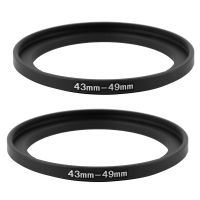 2X 43mm to 49mm Metal Step Up Filter Ring Adapter for Camera