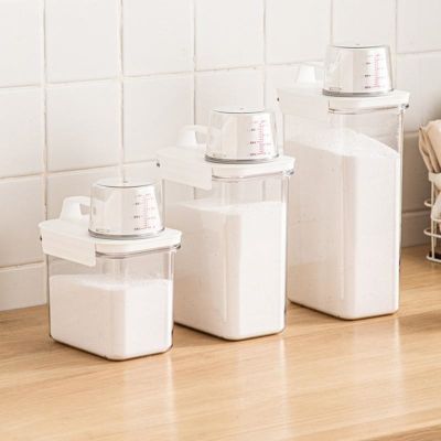 【CW】 Airtight Detergent Storage Washing With Measuring Cup Multipurpose Dispenser