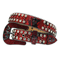 High Quality Western Rhinestone Belt Diamond Wide Buckle Studded Skull Belt For Women Men Cowboy Cowgirl Cinto De Strass Jeans