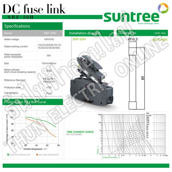 suntree-ลูกฟิวส์-dc-1500v-10x85-mm-srf-35h-ตัวเลือก-20a-25a-30a-ฟิวส์-ดีซี-โซล่า-ลูกฟิว-pv-ฟิวส์กระบอก-สำหรับโซล่าเซลล์-srf-ของแท้-ธันไฟฟ้า