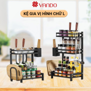 Kệ Gia Vị Chữ L 2-3 Tầng VANDO Chính Hãng Sơn Đen Tĩnh Điện