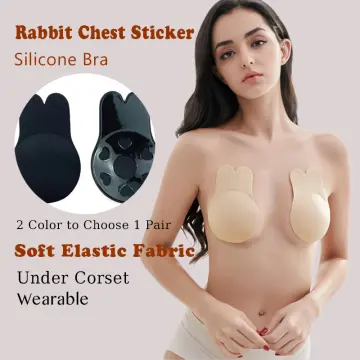 2 Women Rabbit Cup Bra Thin Invisible Silicone Breast Pad Lift Tape Nipple  Cover