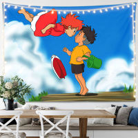 ปลาทองบนหน้าผาโปสเตอร์แขวนผ้า Hayao Miyazaki Ponyo Sosuke ผนังพื้นหลังผ้าผนังพรมห้องนอนตกแต่งผนังผ้าผ้าม่านผ้าผ้าปูโต๊ะผ้าขนหนูชายหาด