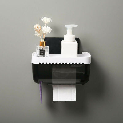Bathroom Toilet Paper towel Holder Wall Mount Plastic WC Toilet Paper Holder with Storage Shelf Rack Paper Storage Box Dropship Bathroom Counter Stora
