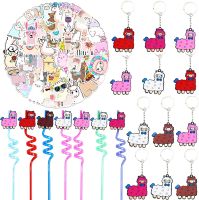 JOLLYBOOM 74 Pcs Llama ของขวัญปาร์ตี้สำหรับหญิง,ตลก Llama สติกเกอร์พวงกุญแจหลอดของขวัญปาร์ตี้อุปกรณ์สำหรับเด็กอาบน้ำเด็กวันเกิดของขวัญรางวัลห้องเรียนโรงเรียนรางวัล Carnival ชุด