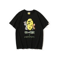 BAPE ผู้ชายและผู้หญิงแฟชั่นลำลองเสื้อยืดแขนสั้น