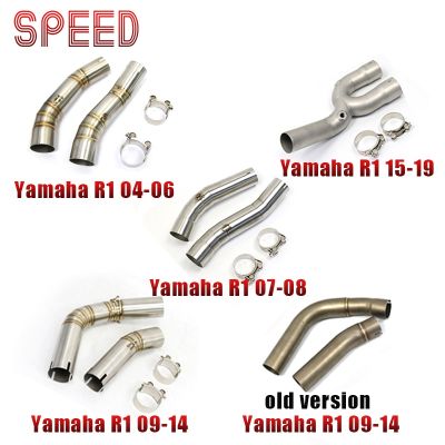 【hot】 Motorcycle Exhaust Muffle Middle Pipe Section Of System YZF-R1 2004-2019 Parts