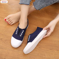 IIUU รองเท้าผ้าใบผู้หญิง Sepatu Slip On,รองเท้าผ้าใบแฟชั่นรองเท้าผ้าใบข้อต่ำทำงานกลางแจ้ง