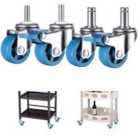 1/4PCS 360 Degree Swivel Casters Wheel Rubber Rollers Blue No Noise Wheels For Shopping Cart Trolley Caster 1/1.25/1.5/2 Inch