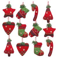 12 Pcs Christmas Tree Decorations Rustic Christmas Stocking Decorations Burlap Tree Ornaments Hanging Decorations Ball