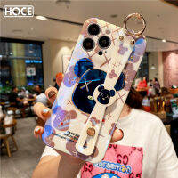 HOCE สายรัดข้อมือหมีรุนแรงเคสโทรศัพท์สำหรับ iPhone,ฝาครอบซิลิโคนชุบโลหะด้วยไฟฟ้าหรูหราสำหรับ iPhone 13 12 11 Pro Max 12 Mini 7 8 Plus X XR XS MAX