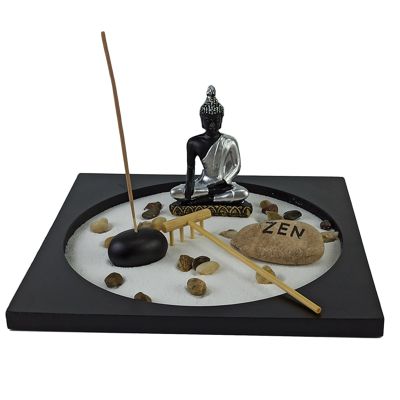Zen Style Buddha Sand Tray Decoration,Zen Garden Tea Light Candle Holder Home Living Room Ornament Sand Tray Kit