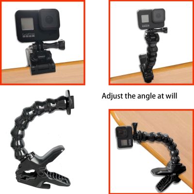 ”【；【-= Jaws Flex Clamp Mount With Flexible Adjustable Gooseneck For Gopro Hero 8 7 Action Camera Accessory